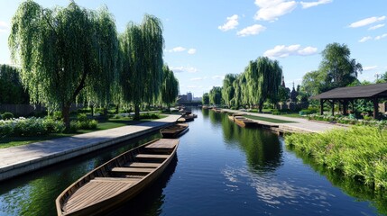 Peaceful Canal with Boats