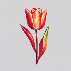 red tulip on white background