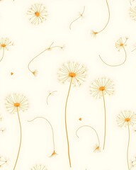 Obraz premium Elegant Dandelion Floral Pattern on Ivory Background