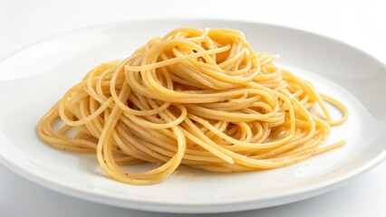 Plain Spaghetti on White Plate