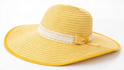 Yellow Straw Hat with White Band