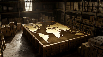 Exploring historical maps archives visual documentation indoor warehouse aerial perspective cultural heritage