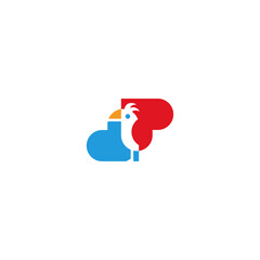 Parrot and double heart logo idea.