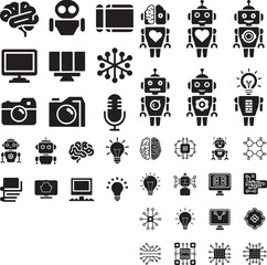 A vector illustration of social media icons silhouettes on a white background. The icons are arranged in a 3x3 raw.