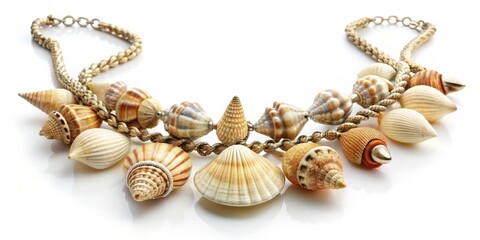 Seashell Necklace on White Background