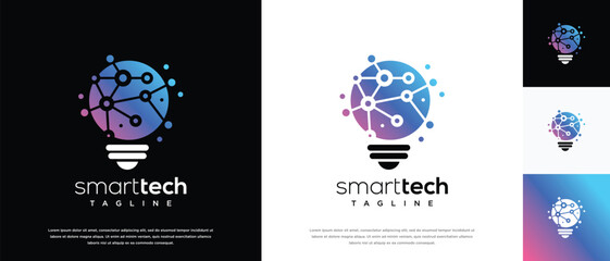 smart bulb technology logo design template. technology bulb logo icon