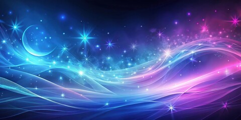 Fototapeta premium Celestial Dreamscape Serene Waves of Light and Stars in a Night Sky Background