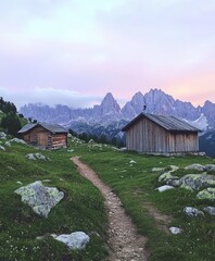 Beautiful mountain village landscape