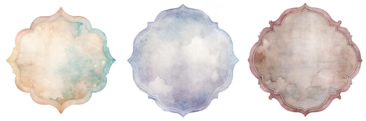 Soft watercolor backgrounds, decorative frames, artistic design elements, versatile for invitations, branding, and creative projects.