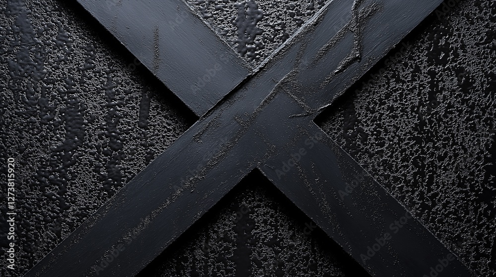 Poster Two intersecting lines forming a perfect X on a textured surface