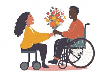 A child's kind gesture of offering a flower to a wheelchair user warmed the hearts of all at the community event