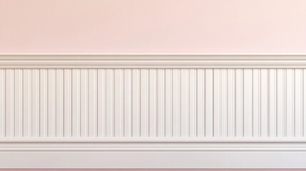 White wainscoting on a pink wall.