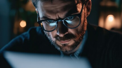 Detective looking at a suspect’s profile photo. Featuring analysis and focus
