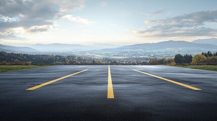 Fototapeta premium Asphalt Road Leading to Breathtaking Mountain Scenery