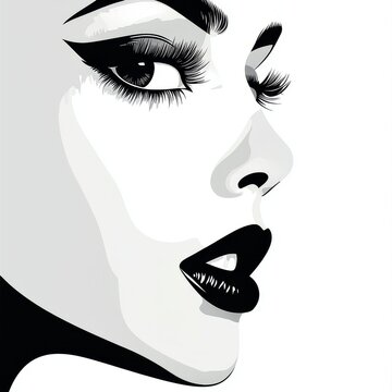black and white woman face profile clip art preview