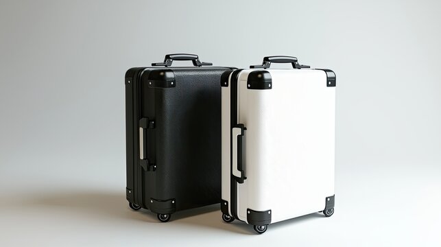 Stand for mockup of white and black suitcase with handle