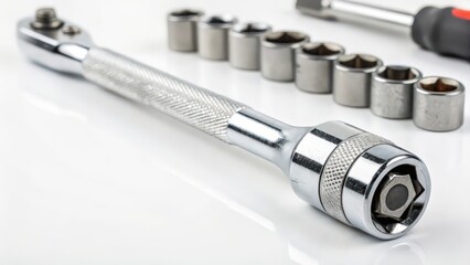 Ratchet and Sockets on White Background