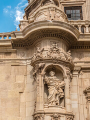 Ornate Sculptural Facade of Historic Cathedral of Murcia, Spain