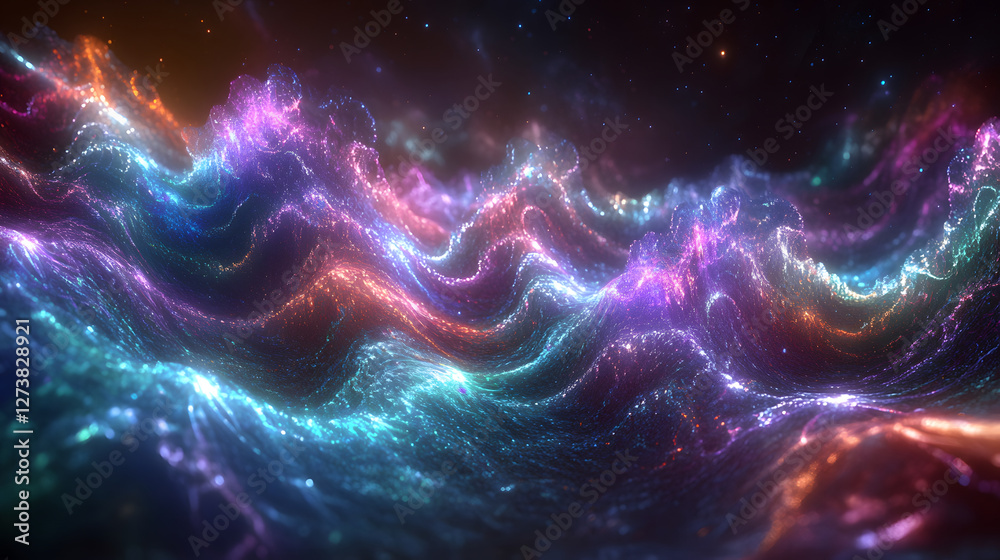 Aufkleber colorful abstract waves of light in a cosmic setting