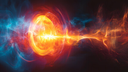 Obraz premium Vibrant energy burst with swirling colors against a dark background