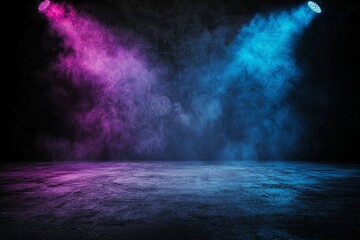 Fototapeta premium Fuzzy glow of spotlights during the show, an abstract representation of performance lighting effects