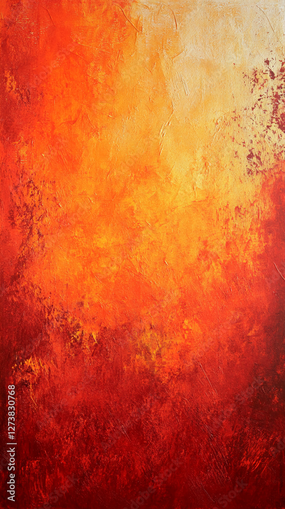 Aufkleber Abstract art with a fiery orange and red gradient, symbolizing passion, warmth, and energy with bold brushstrokes, creating an intense and dynamic visual effect.