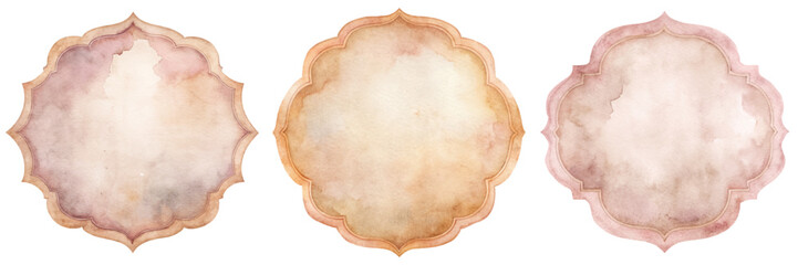 Soft watercolor backgrounds, elegant frame shapes, pastel color palette, perfect for invitations, artistic designs, and branding.