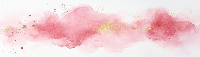 Obraz premium Romantic blush pink watercolor with gold foil accents, soft and artistic luxury