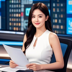 Announcer, weathercaster, model, woman, career woman, CF model, rain, snow, weather, summer, spring, fall, yoga