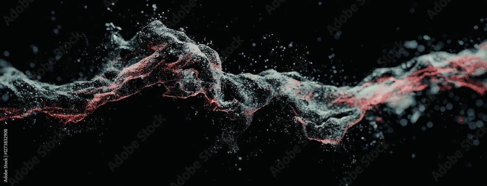 Poster a 3d rendering shows an equalizer for music, set against an abstract background with sound waves and