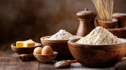 Fototapeta premium raw ingredients to bake a bread