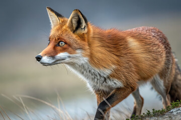 Fototapeta premium curious red fox exploring its natural habitat with keen eyes