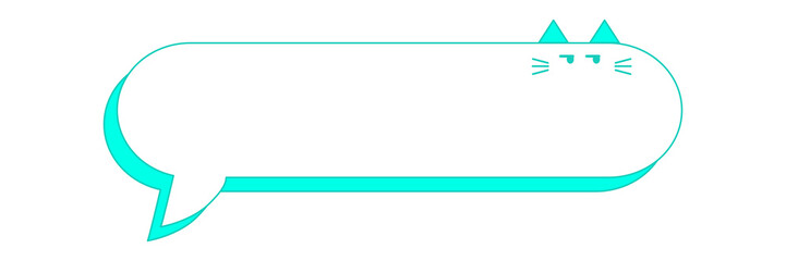 フキダシにゃんこ　ターコイズ　じと目