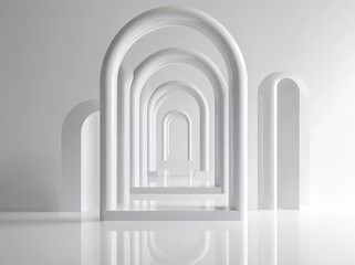 Fototapeta premium The ceiling curve and space in this architecture are complemented by a cement wall texture and abstract background