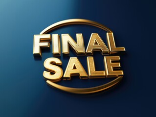 Eye-catching golden 3D text reading "Final Sale" isolated on a navy background, perfect for promotional materials.