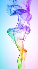 Fototapeta premium Colorful swirling smoke pattern against a gradient background, creating a tranquil and artistic atmosphere