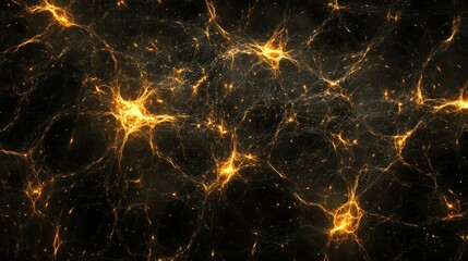 A neon fractal matrix forming an intricate web of glowing pathways in deep space