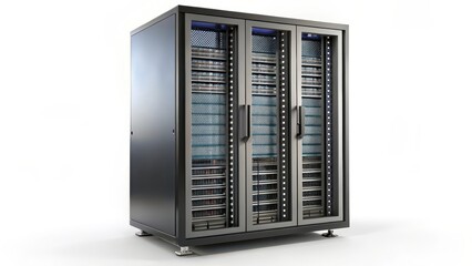 Server Rack on White Background