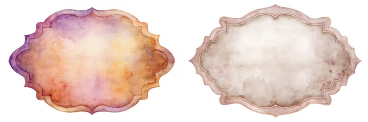 Soft watercolor backgrounds, elegant frames, vintage style, artistic design, perfect for invitations, announcements, decorative use.