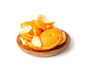Mandarin Peel Isolated, Peeled Tangerine, Fresh Citrus Rind, Mandarins Skin, Tangerines Shell Isolated