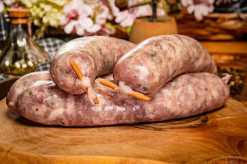 Raw white sausage