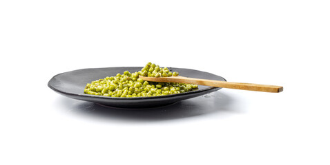 Soaked Mung Beans, Wet Vigna Radiata Seeds Pile, Macro Photo of Green Gram in Water