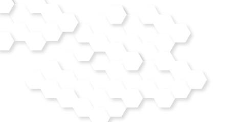Obraz premium Abstract white hexagon concept background. Seamless bright white abstract honeycomb. Technology for design element vector abstract background.
