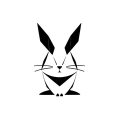 Minimalist Rabbit: A Geometric, Black and White Illustration with Long Ears