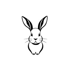 Simple illustration of a rabbit, stylized in black and white, set against a clean background.