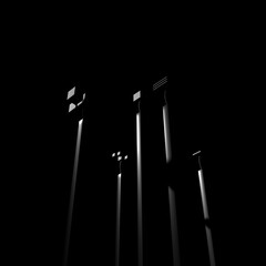 3d render box tower in black and white abstract background
