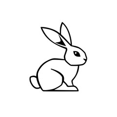 Simple Black and White Vector Rabbit.