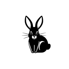 Silhouette
Silhouette is a black and white image depicting a sitting illustration of a rabbit on a white background.