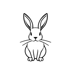 Standing upright rabbit in a simple, minimalist style. Black and white.