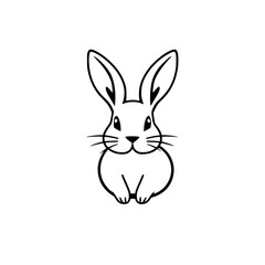 Minimalist illustration of a bunny, featuring a black outline against white background, showing a charming and simple drawing.